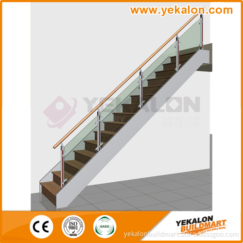 Yekalon Modern Straight L-shaped Steel Glass Wood Staircase